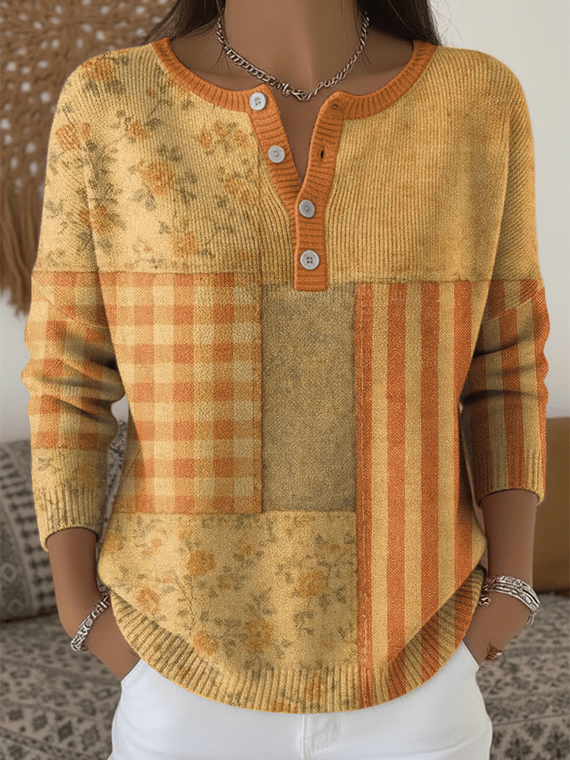 Women's Vintage Thanksgiving Print Sweater