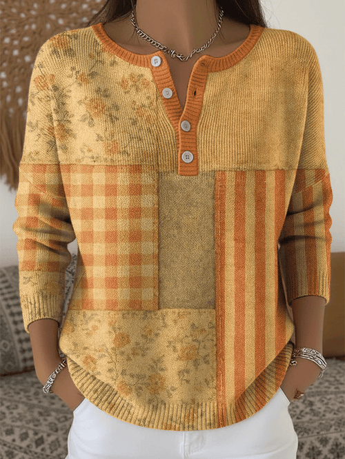 Women's Vintage Thanksgiving Print Sweater