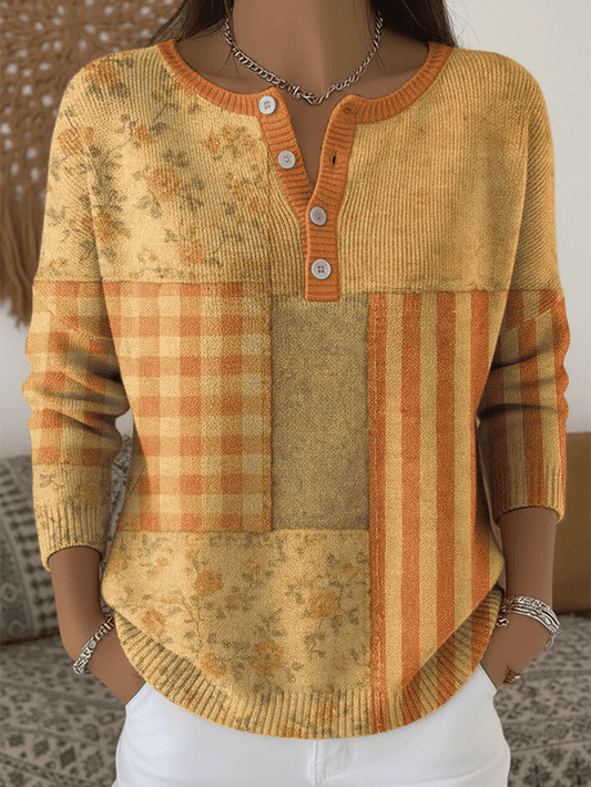 Women's Vintage Thanksgiving Print Sweater