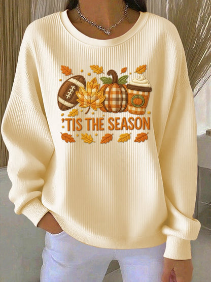 Women's Casual Autumn Pumpkin Season Textured Sweatshirt