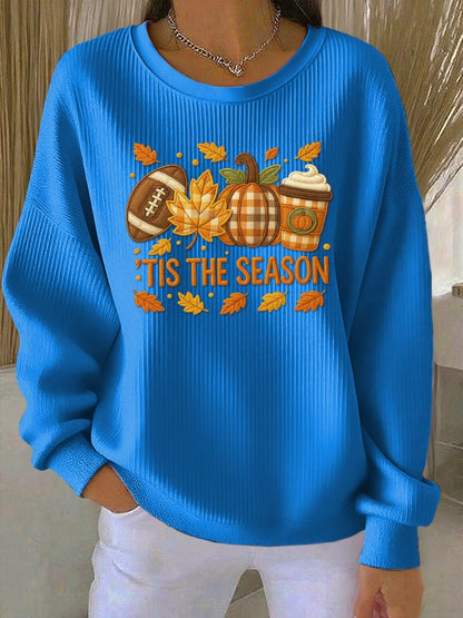 Women's Casual Autumn Pumpkin Season Textured Sweatshirt