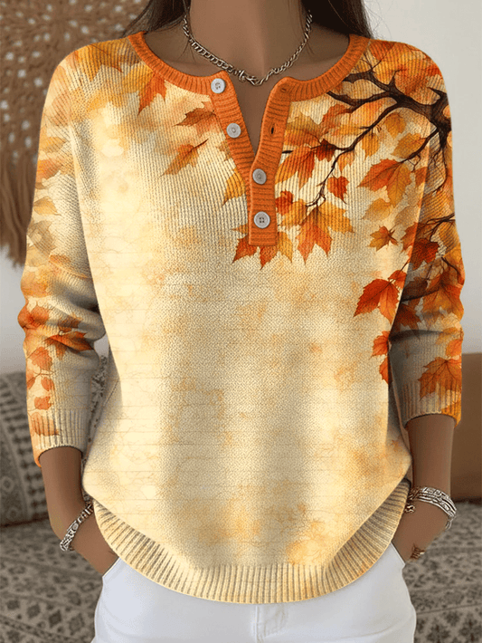 Women's Vintage Thanksgiving Print Sweater