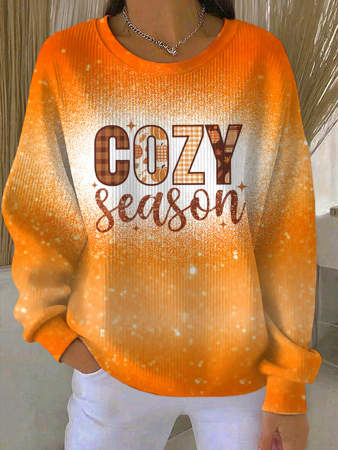 Women's Casual Autumn Season Textured Sweatshirt