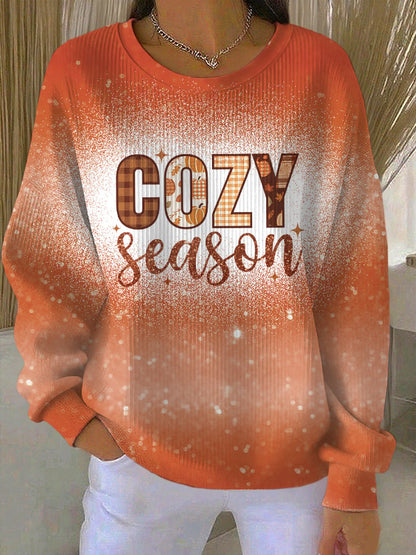 Women's Casual Autumn Season Textured Sweatshirt